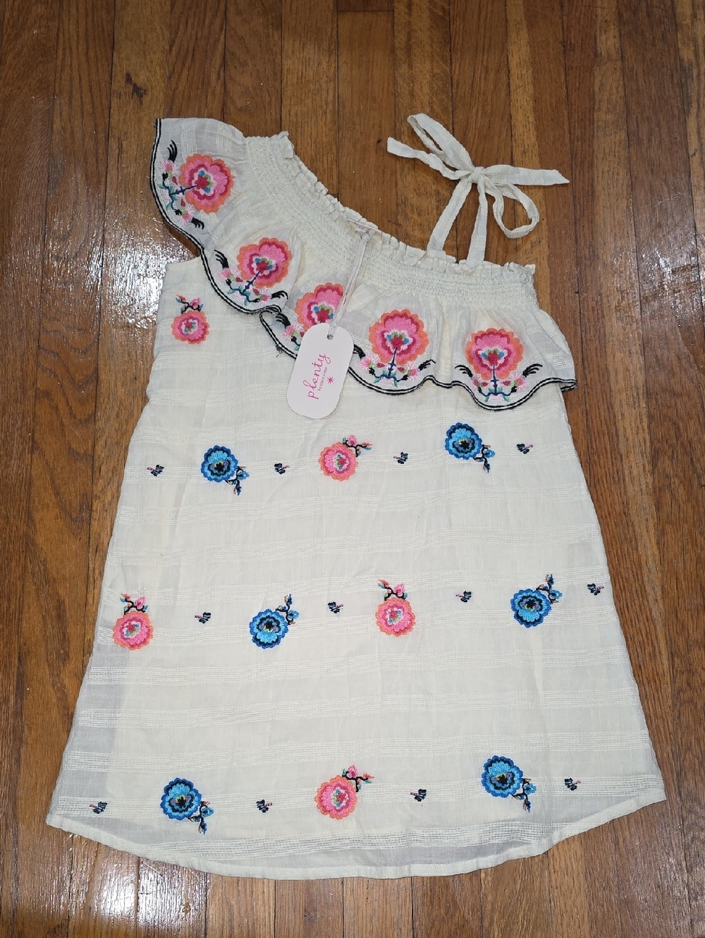 Anthropologie Plenty by Tracy Reese Cream Sundress  Floral Embroidery Size 7/8